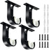 Ceiling Curtain Rod Bracket, 4 Pack Heavy Duty Curtain Rod Holders, Aluminum Alloy, Black Ceiling Curtain Hooks Hangers Fit for 1 Inch Drapery Rods