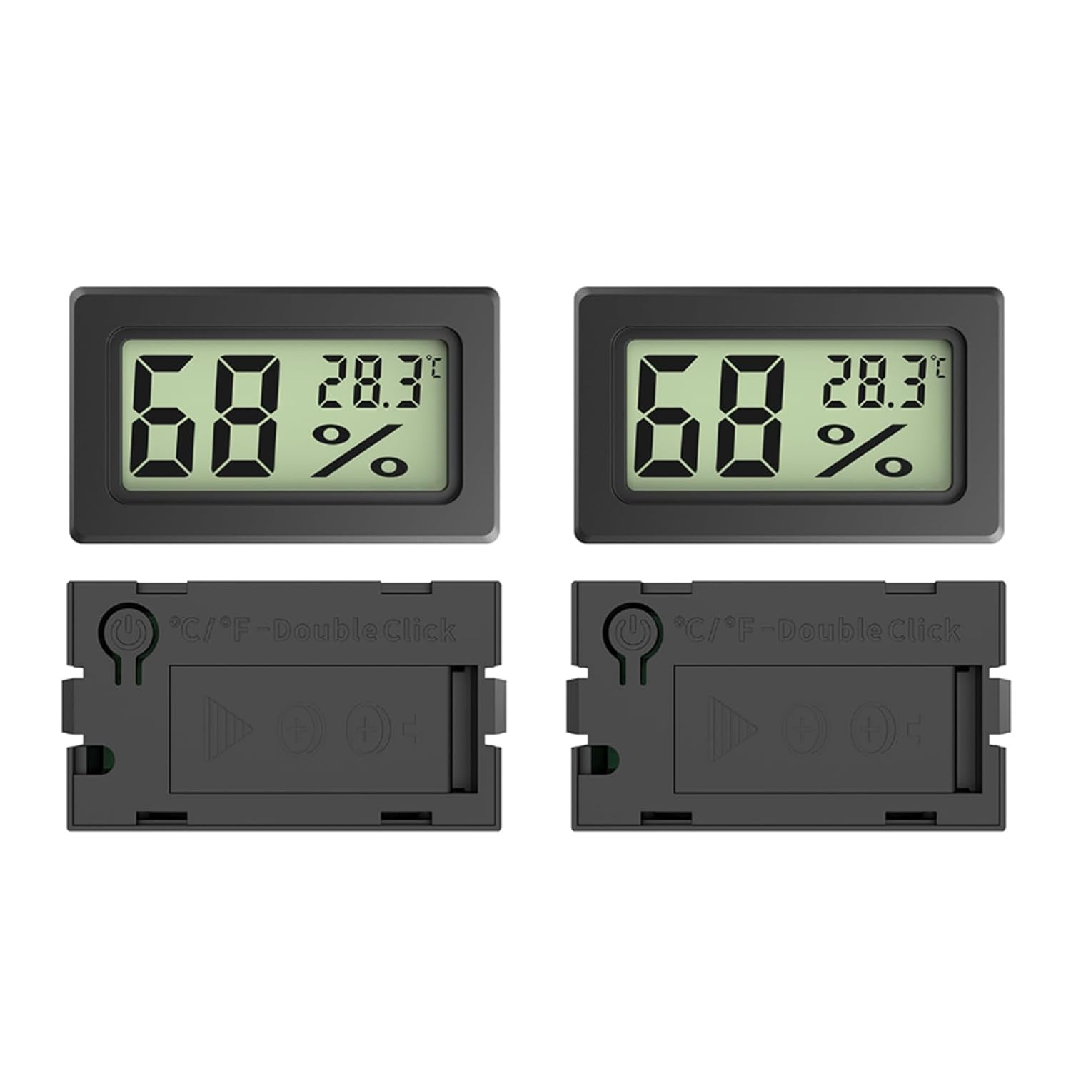 4 Pack Indoor Hygrometer Thermometer, Humidity Gauge Meter with ℃ to℉ and ON/Off Switch, Digital Temperature Monitor for Humidors Jars Cellar Reptile Incubator Closet