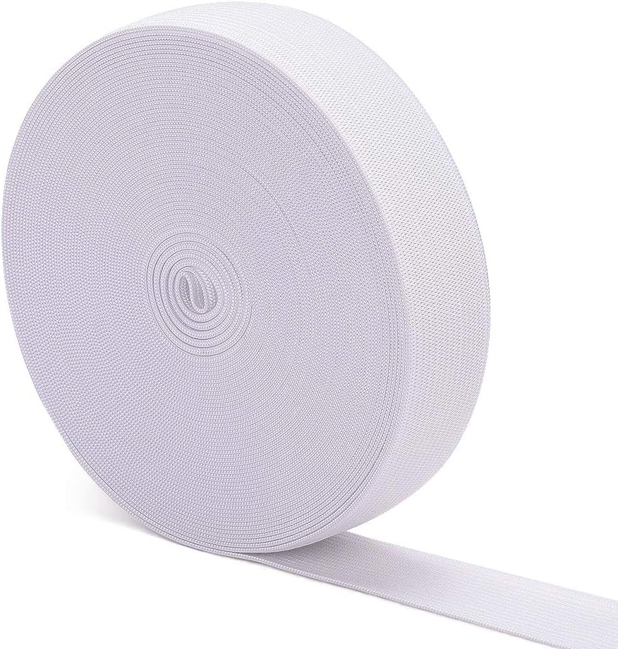 Elastic Bands for Sewing White 1 Inch 12 Yard High Elasticity Knit Spool Sewing Band for Waistbands Pants Clothes and Crafts DIY,