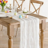 White Cheesecloth Table Runner 10FT Long Boho Gauze Table Runner Rustic Sheer Runner for Wedding Bridal Baby Shower Birthday Party Table Decor Decorations (35x120inch)