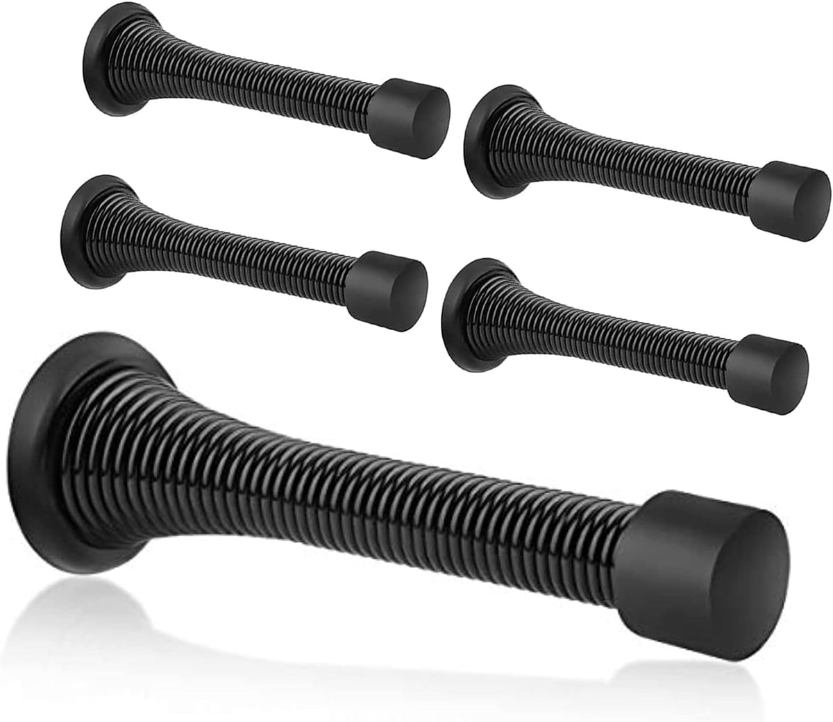 Spring Door Stopper, 5 Pcs Wall Mounted Spring Doorstop, Spring Door Stop for Walls, Black