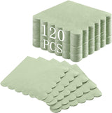 120 Pcs Cocktail Napkins Sage Green Wedding Napkins Disposable Baby Shower Scalloped Napkins for Bridal Shower, Birthday, 5 x 5 Inch