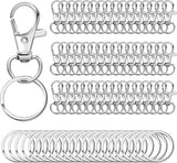 100PCS Swivel Snap Hooks with Key Rings, 50Pcs Key Chain Clip Hooks and 50Pcs Key Rings, Lanyard Lobster Claw Clasps for Keychains Jewelry Art Crafts (Silver)
