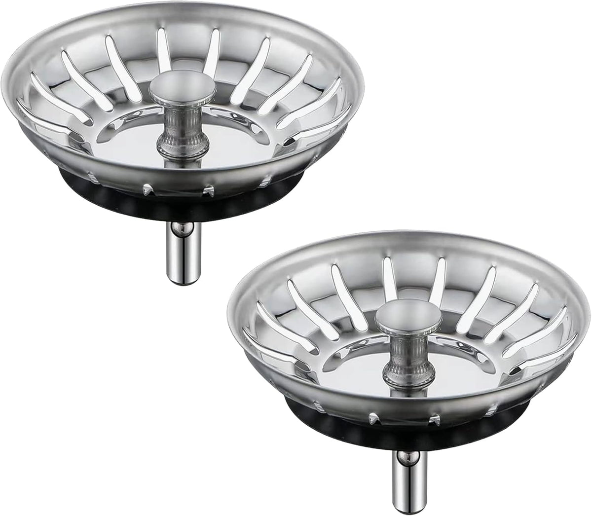 [2 Pack]  Kitchen Sink Strainer - Sink Drain Stopper - Kitchen Sink Plug with Anti-Clogging Basket - Bouchon Evier Cuisine - Compatible with 79–83mm Inner Diameter