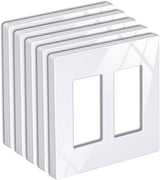 5 Pack 2-Gang Screwless Wall Plate, USWP6 Gloss Snow White Series, Decorator Outlet Cover, 11.91cm x 12.01cm, for Light Switch, Dimmer, GFCI, USB Receptacle