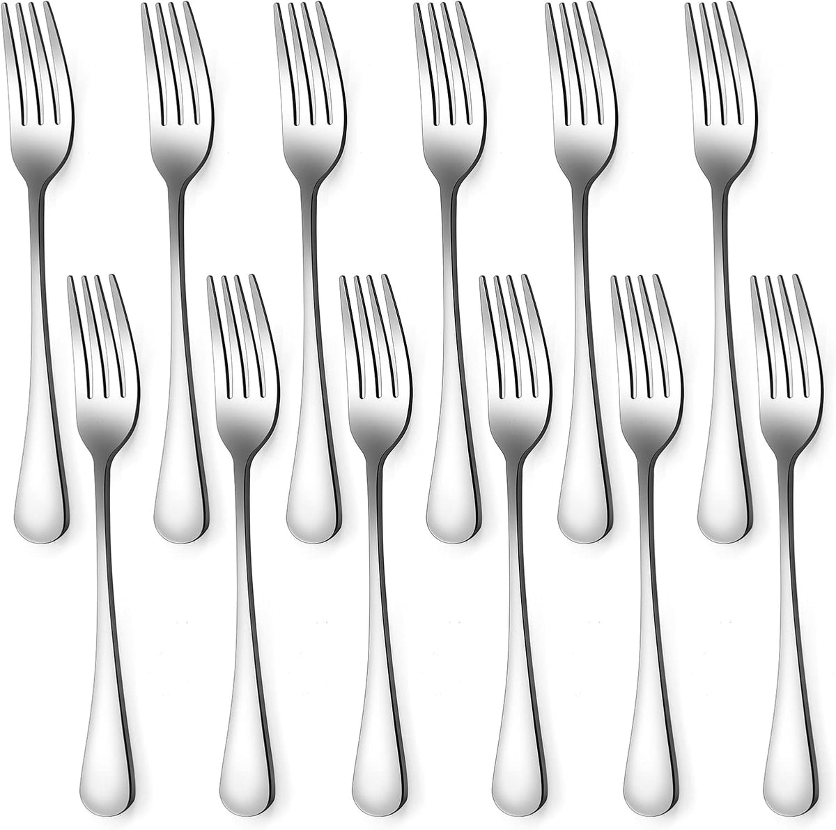 Set of 12, Stainless Steel Dinner Forks Silverware Set, Heavy-Duty Dinner Forks (8 Inch) Cutlery Set, Dishwasher Safe (Silver)
