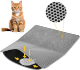Cat Litter Mat ，60x45cm Double-Layer Honeycomb Design, Waterproof & Urine-Proof, Traps Litter to Keep Floors Clean(Gray)