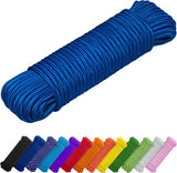 Rope – 90 Feet x 1/4 Inch (7mm) – Blue – Strong All-Purpose Utility Rope – Camping, Crafting, Flag Pole, Indoor & Outdoor – Polypropylene Nylon Poly Lightweight Diamond Braided Cord