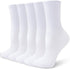 Womens Crew Socks Cotton, 5 Pairs Soft and Moisture Wicking Calf Socks for Work and Casual Sport Wear, Size 5-10