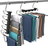 2 Pack Pants Hangers Space Saving - Clothes Hanger with Stainless Steel Hook & Anti-Slip Design - Closet Organizer for Jeans, Trousers, Skirts, Scarf & Slacks (Black)