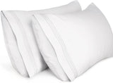 King Pillow Cases 2 Pack,1800 Thread Count Embroidered Soft Brushed Microfiber Pillowcases,White