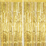 2 Pack Gold Foil Fringe Curtain Metallic Foil Curtain for Wedding Birthday Party Photo Backdrop Wedding Event Decor