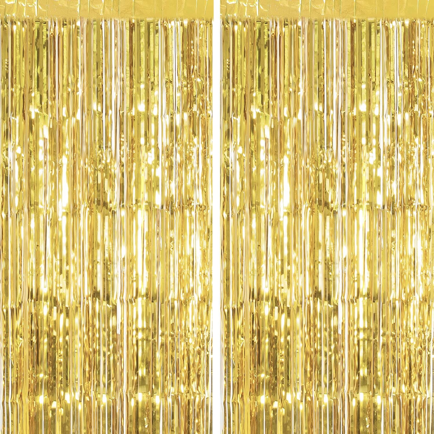 2 Pack Gold Foil Fringe Curtain Metallic Foil Curtain for Wedding Birthday Party Photo Backdrop Wedding Event Decor