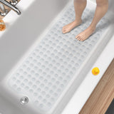 Bath Mat for Tub, Non Slip Bathtub Mat, 101x40cm Extra Long Bath Tub Mat, Machine Washable Bathroom Shower Mat with Suction Cups and Drain Holes, Soft on Feet, Clear