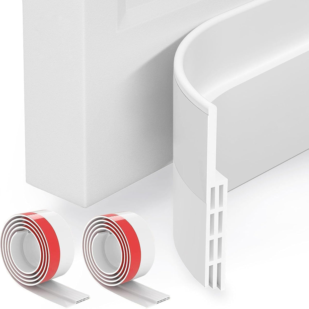 2 Pack Door Draft Stopper, Under Door Draft Blocker, Soundproof Weather Stripping Door Seal, 2"" W x 39"" L, White