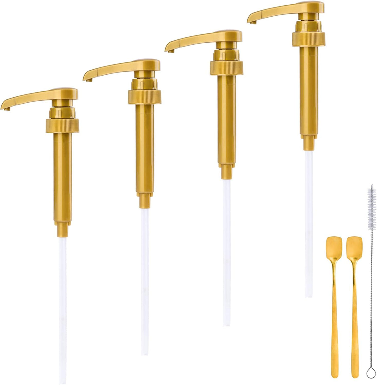 4PCS Syrup Pump for 25.4 Oz/750ml Flavorings Bottles, Coffee Syrup Pump Dispenser, Compatible with Torani, Matteo's, DaVinci, Jordans Skinny Syrups Bottles, Syrup Dispenser for Coffee Bar Accessories