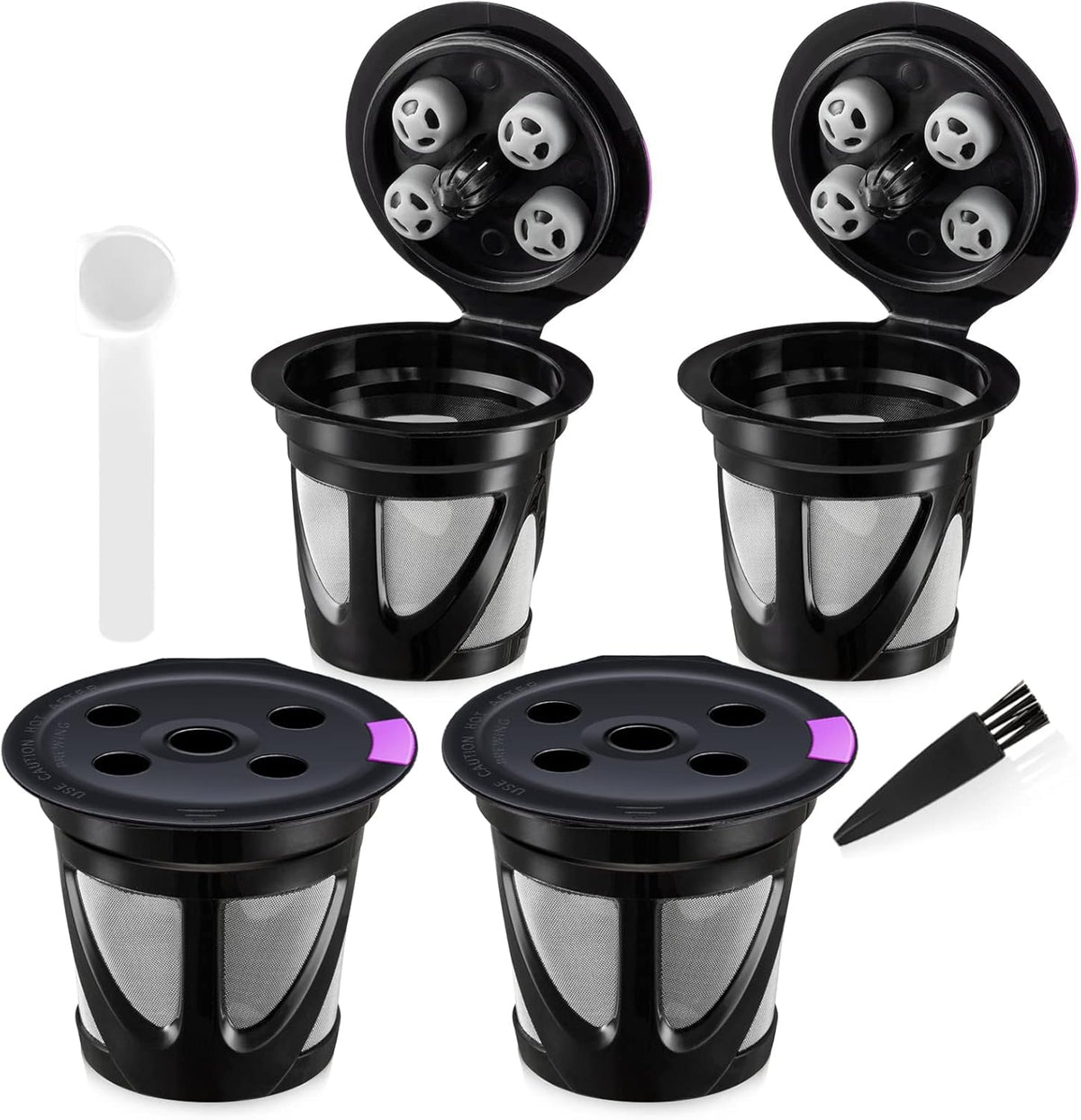 Reusable K Cups Compatible for Keurig Supreme and K-Supreme Plus, Refillable Kcup for Keurig Supreme Coffee Maker - MultiStream Coffee Pods Filter (4 Pack)