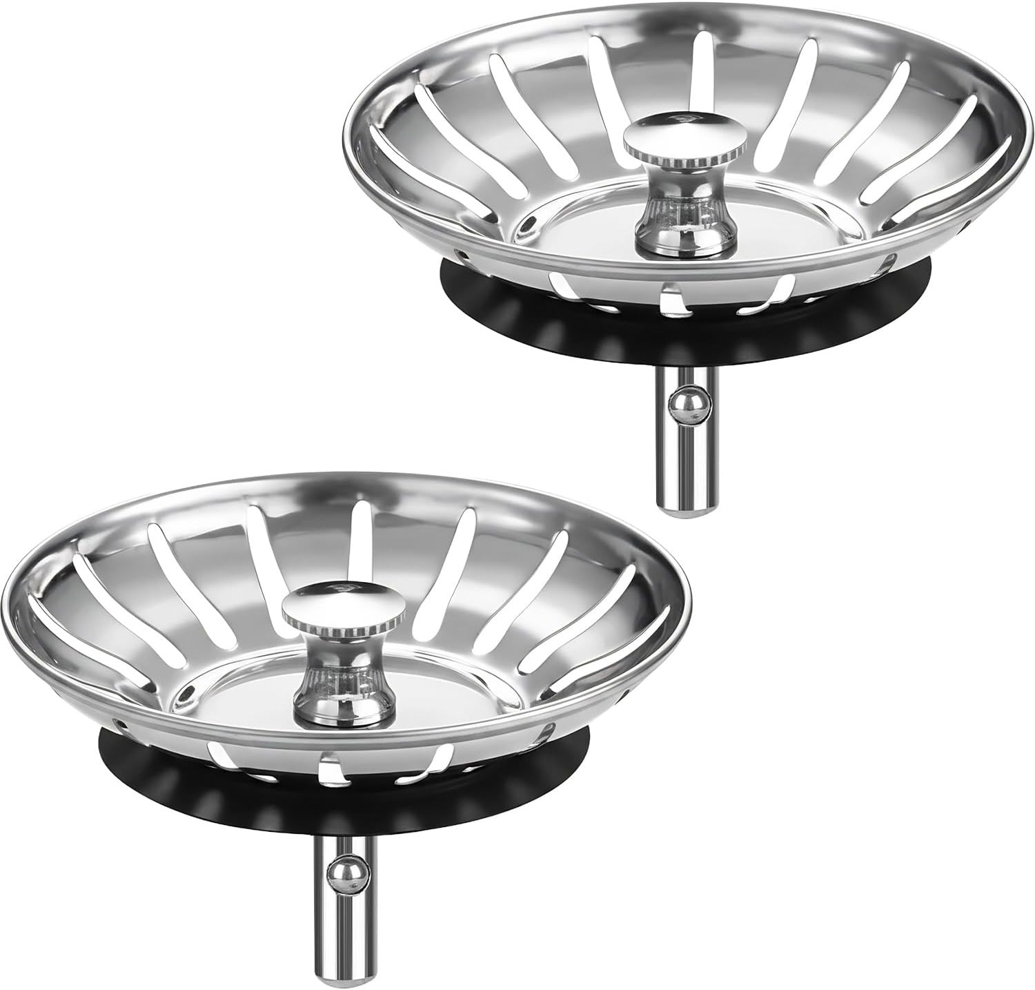 Kitchen Sink Strainer - 2Pack Sink Drain Stopper, 80mm(3.15in) Stainless Steel Kitchen Sink Accessories Plug with Anti-Clogging Basket, Bouchon Evier Cuisine