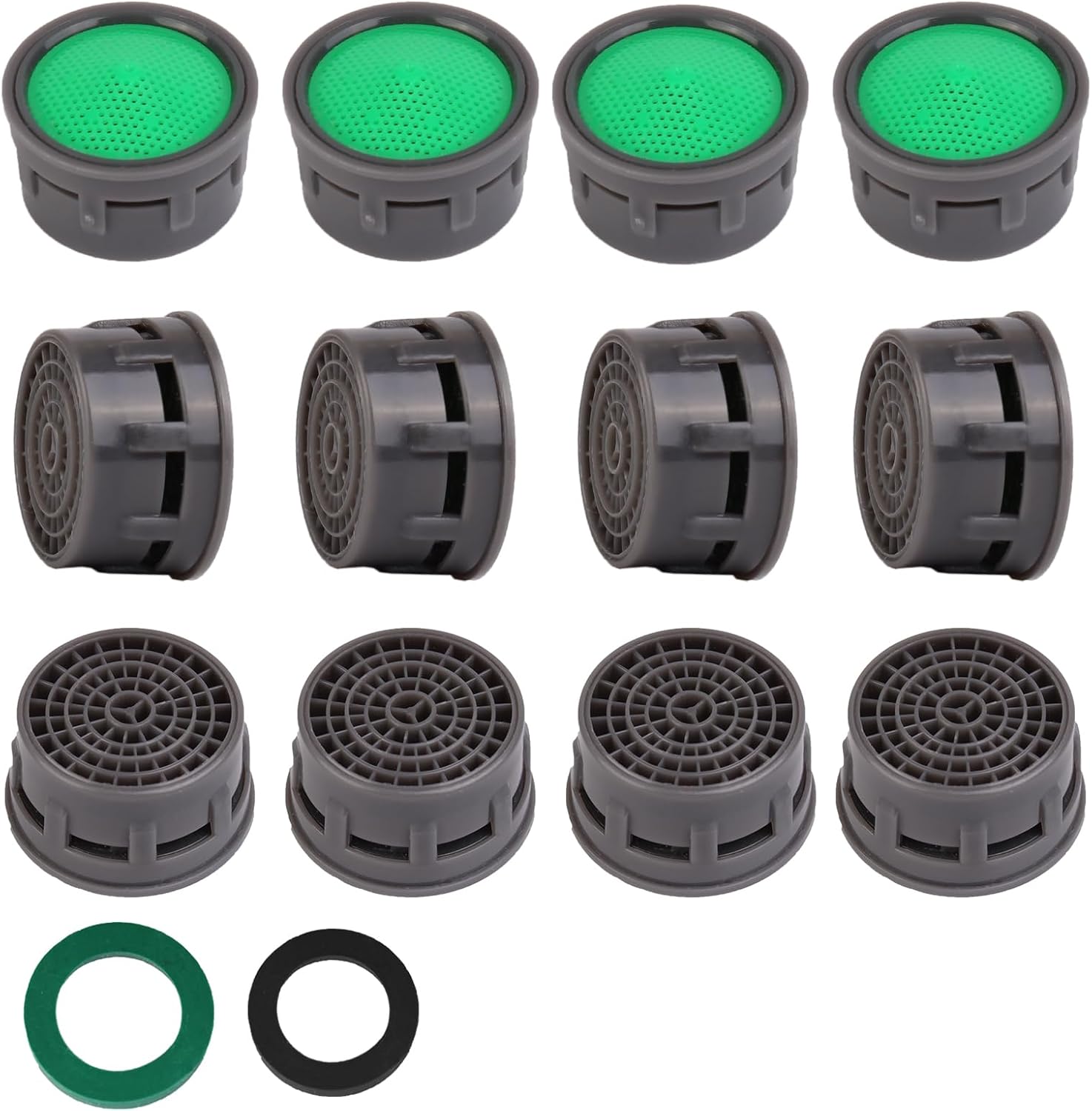 Faucet Aerator, Flow Restrictor Insert, Sink Aerator Replacement Parts for Bathroom or Kitchen Sink Faucet Filter, Fit for Internal and External Thread Faucet Aerators, with Washer (12pcs)