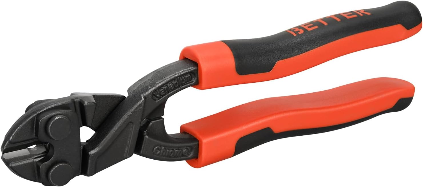 8-inch Mini Bolt Cutter, Heavy Duty Wire Cutters with Ergonomic Handle, High Hardness and High Leverage, CR-V Steel Blade for Wire, Cables, Chains, Small Screws, Nails