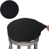 Bar Stool Covers, Luxury Fabric Dia.16-18" Round Crease-Resistant Stretchy Washable Jacquard Dustproof Stool Seat Slipcover, L-Black-1 Count