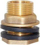 1/2" Female 3/4" Male Soild Brass Water Tank Connector Theaded Bulkhead Fitting With 2 Rubber Rings Stablizing