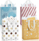 10" Gift Bags Medium Size (4 Pack) - Includes Tissue Paper & Cards, Reusable Non-Woven Gift Bags with handles, Perfect for Birthday, Wedding, Baby Shower, Party, Holiday, 10" x 8" x 4"