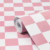 Checkered Wallpaper Peel and Stick Pink Mosaic Checkerboard Contact Paper 17.3”X120”Modern Self Adhesive Vinyl Removable Wall Paper for Shelf Liner,Classroom,Cabinets,Living Room
