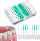 300 Pieces Interdental Brushes,Braces Brush with Silicone Head,Dental Tooth Flossing Toothpick Cleaners Tooth Tool, Green