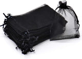 100Pcs Black Organza Bags 3x4 Inch, Small Mesh Jewelry Bags Drawstring Gift Bag Wedding Party Favor Halloween Candy Treat Pouches