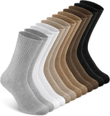 Women's Cotton Crew Socks 6 Pairs, Long Cute Aesthetic Neutral Athletic Boot Socks for Women Stocking Stuffers Gifts