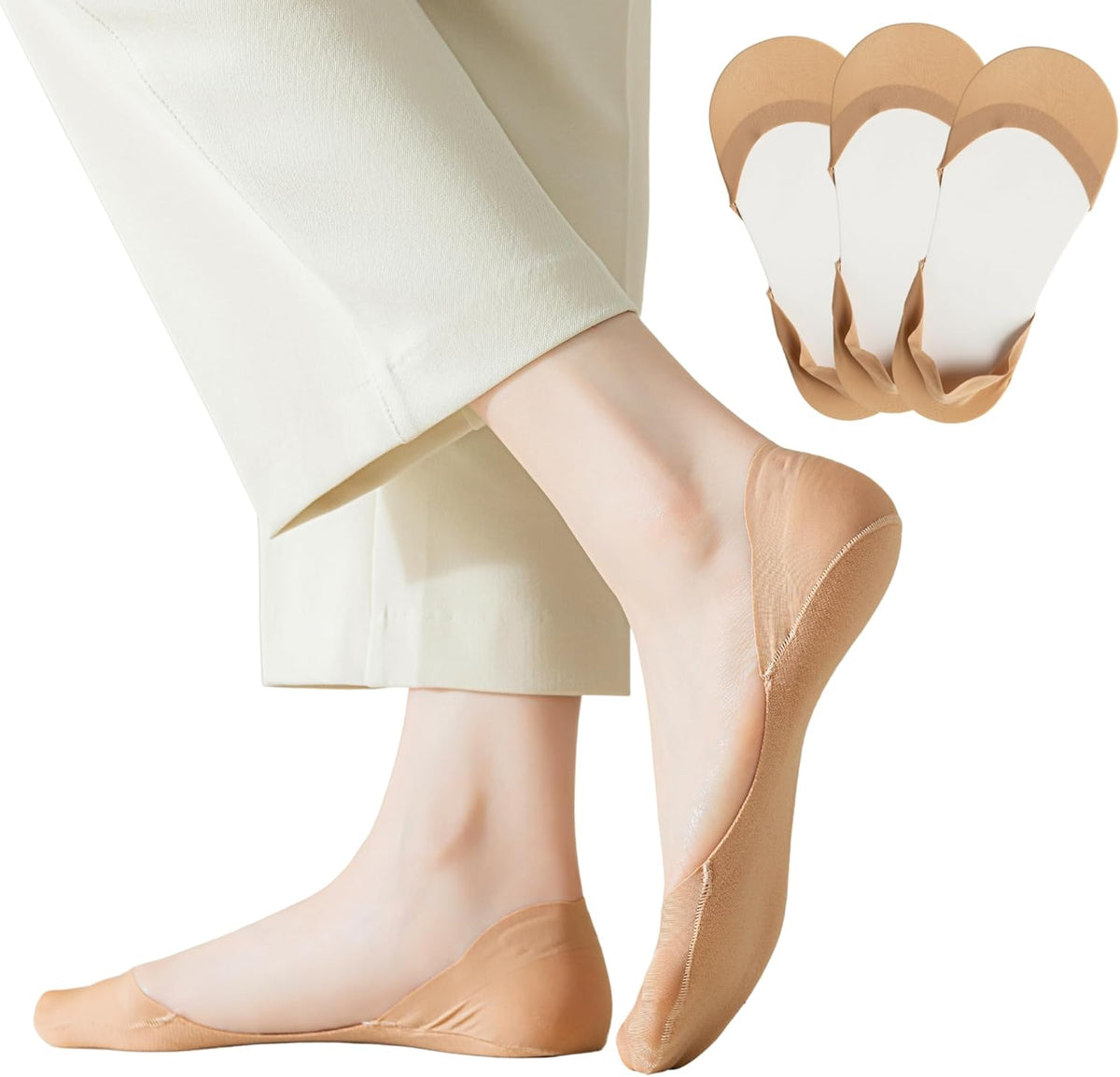 No Show Socks for Flats Heels Pumps Lofers Low Cut Non-Slip Invisible Liner Socks for Women by Flammi