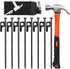 8 Pack 8in Heavy Duty Forged Steel Tent Stakes and Hammer Set, with Storage Pouch, Available in Rocky Place