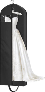72" Wedding Dress Garment Bag for Travel with 4" Gusseted Long Hanging Dress Bags for Gowns for Women Garment Cover Clothes Storage for Closet, Black