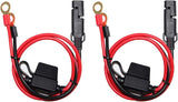 [2 PACK]  2FT Motorcycle Battery Charger Cord, Sae to O Ring Terminal Quick Disconnect Assembly Extension Cable, Sae 2Pin Wire Harness Reverse Polarity Adapter Port Accessory, 10A Fuse