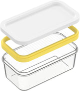 Butter Slicer Cutter with Storage Container, Stick Butter Dish with Lid for Fridge, Easy Cutting Two 4oz Sticks (Not Airtight, Small)
