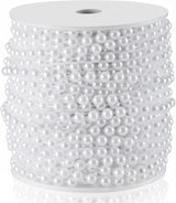 Craft String Pearls 6MM Pearl Bead, 66 Feet White Faux Pearl Garland Spool Roll Strand Wedding Party Decoration, Christmas Tree Decorations