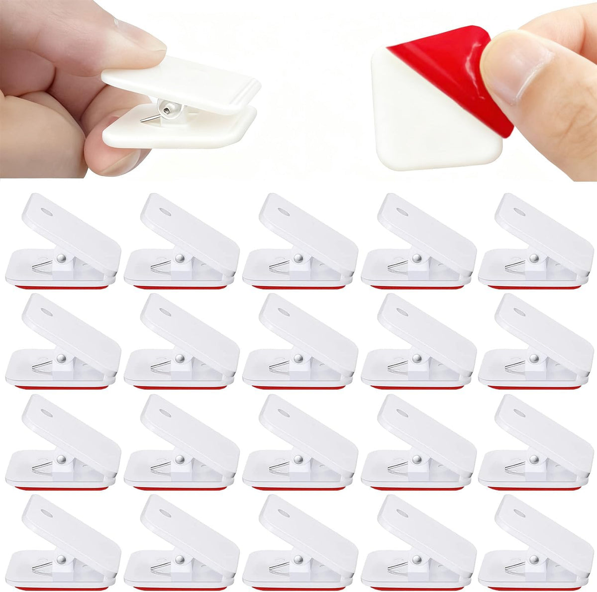 20 Pieces Self Adhesive Clips, Wall Clips,Tapestry Hangers,Photo Holders for Paper Flag Hanger,Sticky Clip for Teachers,Double-Sided Adhesive Spring Clip for Poster Home Office Rope