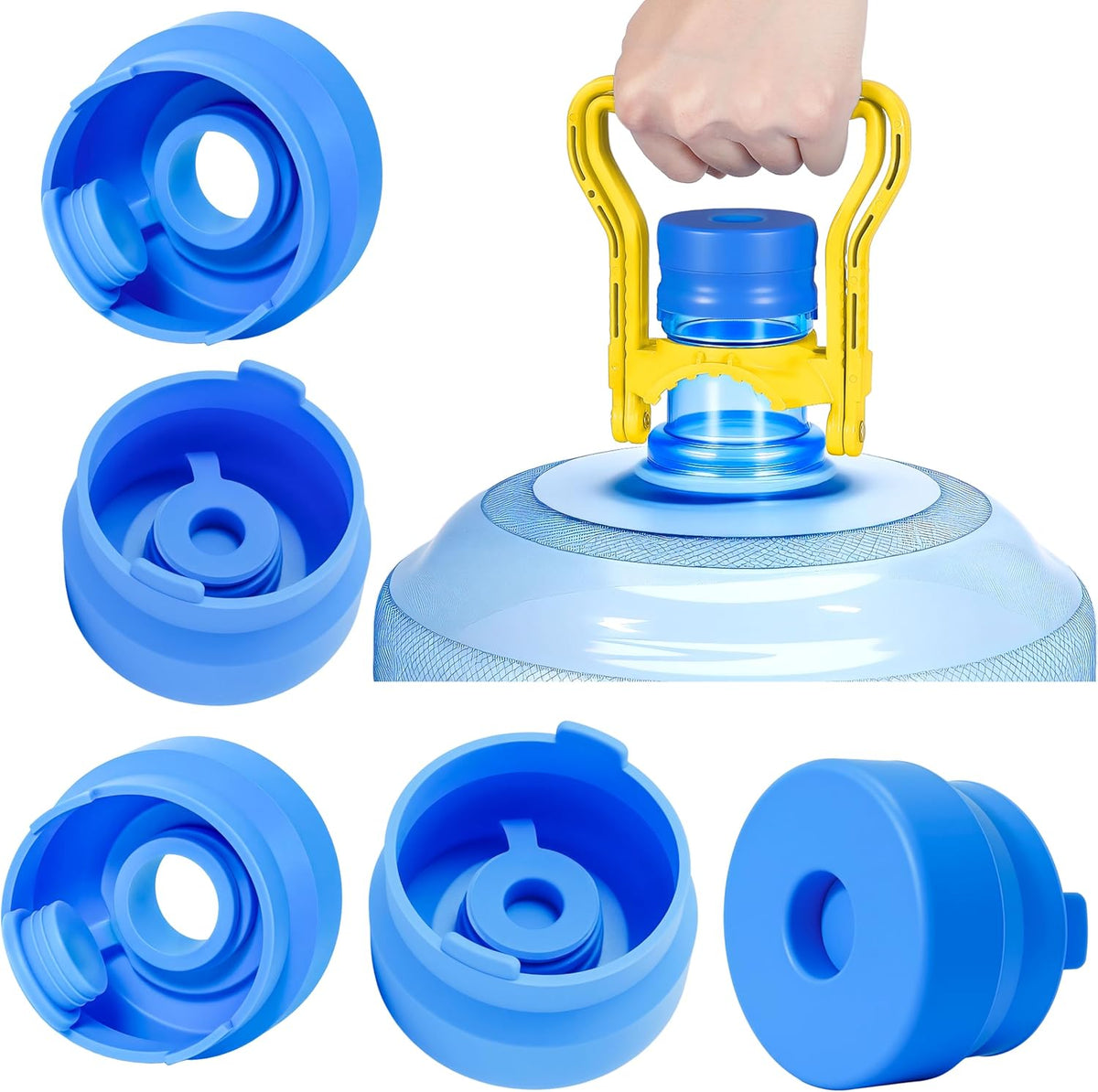 (5 Pack) 5 Gallon Water Jug Cap,Silicone Reusable Replacement Cap, Non Spill Bottle Caps for 55mm Bottle Water Dispenser Caps