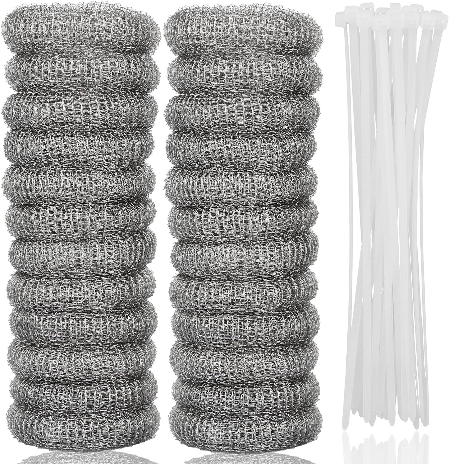 24 PCS Lint Traps  Stainless Steel Washing Machine Lint Snare Traps, Washer Hose Lint Traps with 24 PCS Cable Ties, Laundry Mesh Washer Sink Drain Hose Screen Filter