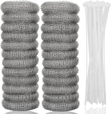24 PCS Lint Traps  Stainless Steel Washing Machine Lint Snare Traps, Washer Hose Lint Traps with 24 PCS Cable Ties, Laundry Mesh Washer Sink Drain Hose Screen Filter