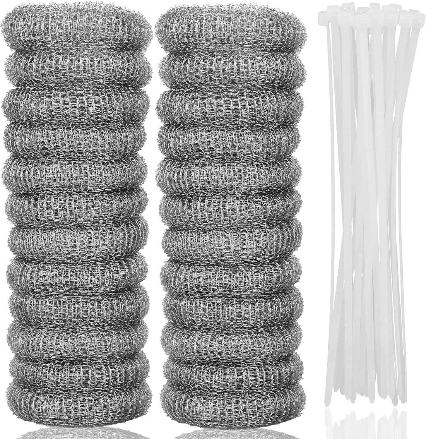 24 PCS Lint Traps  Stainless Steel Washing Machine Lint Snare Traps, Washer Hose Lint Traps with 24 PCS Cable Ties, Laundry Mesh Washer Sink Drain Hose Screen Filter