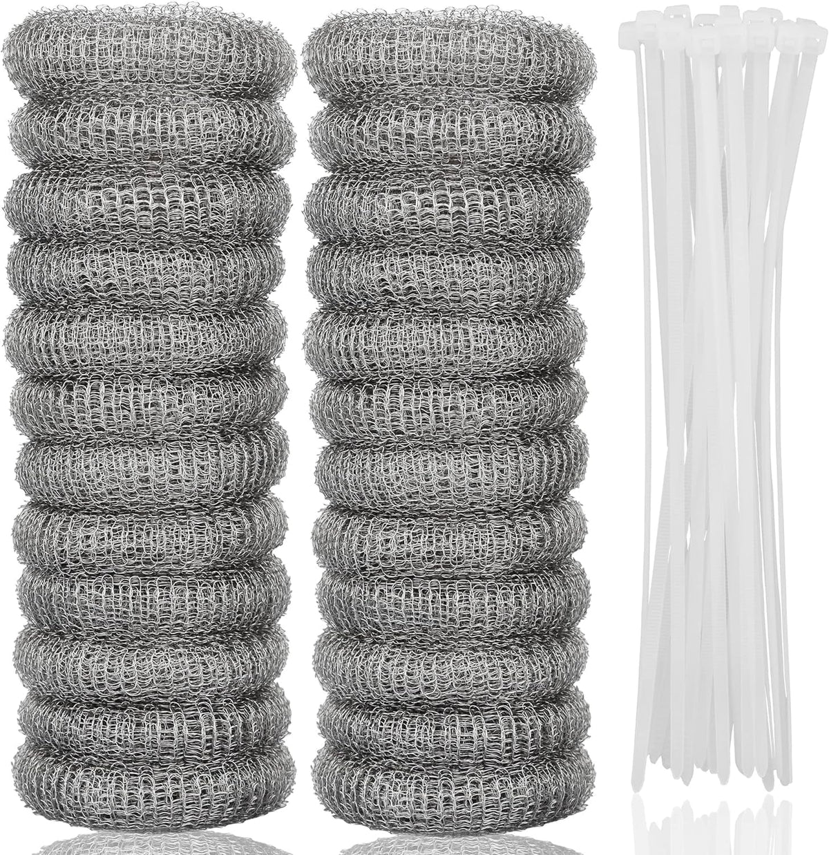24 PCS Lint Traps  Stainless Steel Washing Machine Lint Snare Traps, Washer Hose Lint Traps with 24 PCS Cable Ties, Laundry Mesh Washer Sink Drain Hose Screen Filter