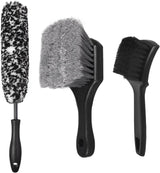 Car Wheel & Tire Brush Set, Wheel Cleaner Brush, Soft & Stiff Bristle Cleaning Brush, Wheel Brushes for Cleaning Wheels, Rim Brush for Car Body Exterior Surface, Carpet, Truck, SUV, RV, Motorcycle