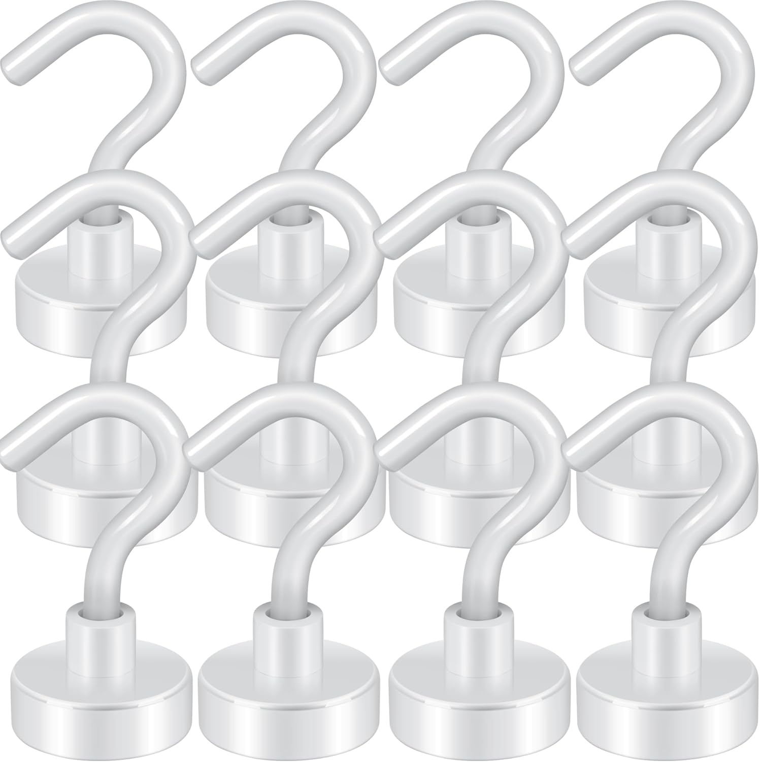 Magnetic Hooks, Cruise Ship Essentials, 30lb+ Heavy Duty Magnetic Hooks for Cruise Cabins, Refrigerator, Grill, Hanging, and Travel | Extra Strong Must-Haves Magnet Hook(White,Pack of 12)