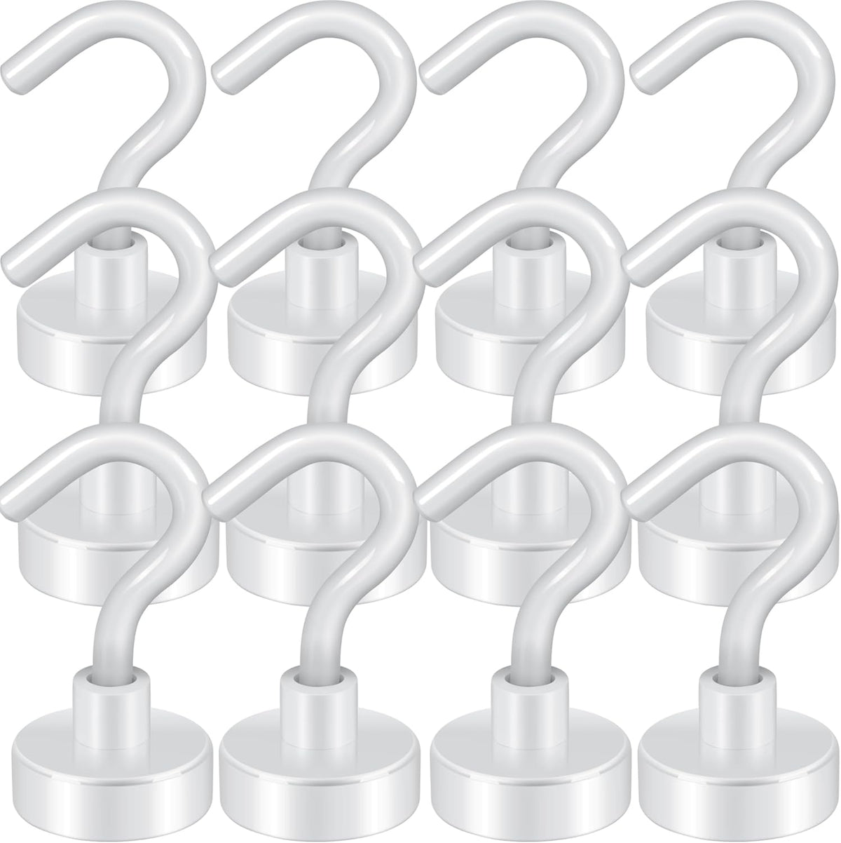 Magnetic Hooks, Cruise Ship Essentials, 30lb+ Heavy Duty Magnetic Hooks for Cruise Cabins, Refrigerator, Grill, Hanging, and Travel | Extra Strong Must-Haves Magnet Hook(White,Pack of 12)