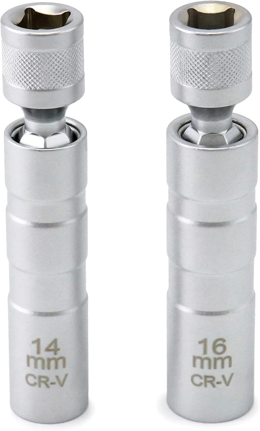 14mm&16mm Magnetic Swivel Spark Plug Socket, Thin Wall Magnetic Rotating 3/8" Drive 12 Point Standard Spark Plug Socket Removal Tool 360-degree Rotation for Maximum Flexibility