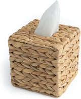 Tissue Box Holder - Square- Rattan Wicker Tissues Cube Box Cover -Boho Decorative Woven Facial Tissue Holder on Table and Barthroom (Square)
