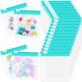 24 Pieces Pill Pouch Bags Zippered Set Reusable Translucent Medicine Organizer Sealing Travel Plastic Bags with Slide Lock for Storage(Turquoise)