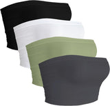 4 Pieces Tube Top Strapless Tops for Women Summer Bandeau Basic Crop Tops Sleeveless Shirt